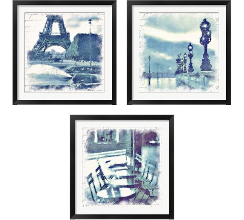 Paris in Blue 3 Piece Framed Art Print Set by Noah Bay