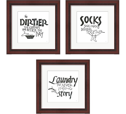 Laundry Room White 3 Piece Framed Art Print Set by Chris Paschke