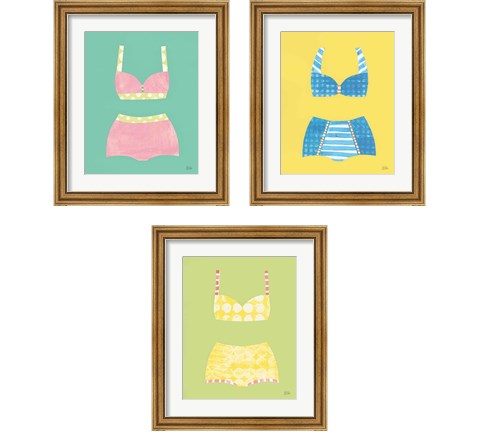 Bathing Beauties Pastel 3 Piece Framed Art Print Set by Melissa Averinos