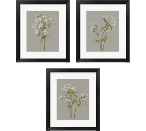 White Field Flowers 3 Piece Framed Art Print Set by Jennifer Goldberger