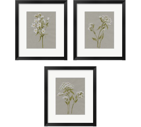 White Field Flowers 3 Piece Framed Art Print Set by Jennifer Goldberger