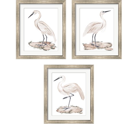 A White Heron 3 Piece Framed Art Print Set by Melissa Wang