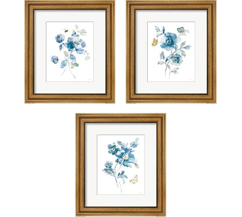 Blues of Summer Gilded 3 Piece Framed Art Print Set by Danhui Nai