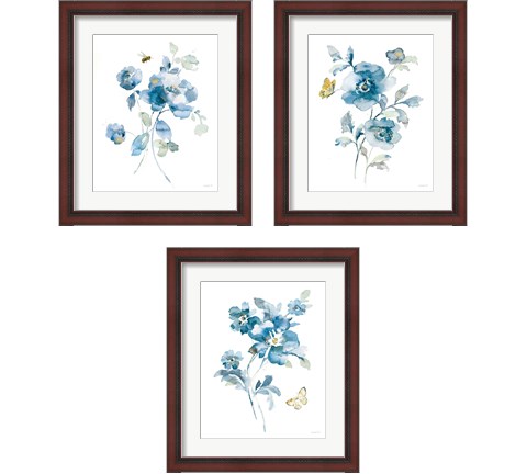 Blues of Summer Gilded 3 Piece Framed Art Print Set by Danhui Nai