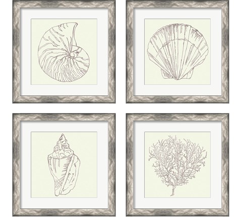 Coastal Breeze Sketches Silver 4 Piece Framed Art Print Set by Anne Tavoletti