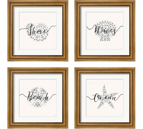 Sea Charms Silver 4 Piece Framed Art Print Set by Veronique Charron