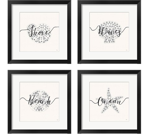 Sea Charms Silver 4 Piece Framed Art Print Set by Veronique Charron