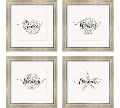 Sea Charms Silver 4 Piece Framed Art Print Set by Veronique Charron