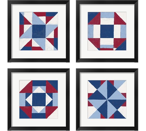 Americana Patchwork Tile 4 Piece Framed Art Print Set by Vanna Lam