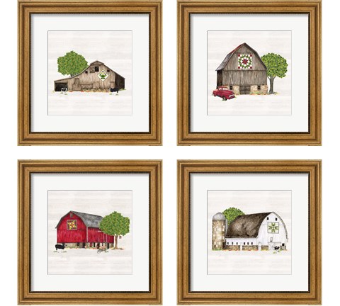 Spring & Summer Barn Quilt 4 Piece Framed Art Print Set by Tara Reed