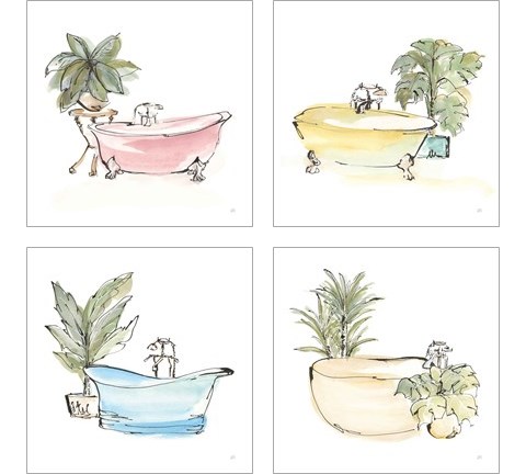 Tub 4 Piece Art Print Set by Chris Paschke