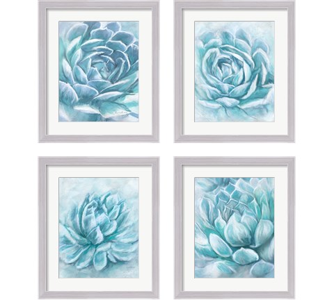 Aqua Succulen 4 Piece Framed Art Print Set by Ramona Murdock