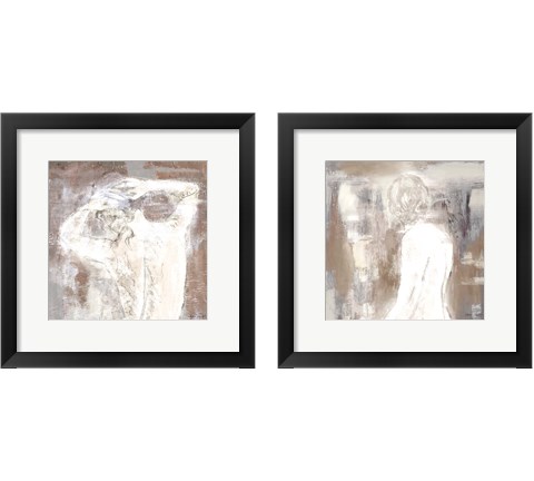 Neutral Figure on Abstract Square 2 Piece Framed Art Print Set by Lanie Loreth