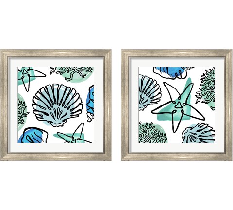 Coastal Contours Fusion 2 Piece Framed Art Print Set by Elizabeth Medley