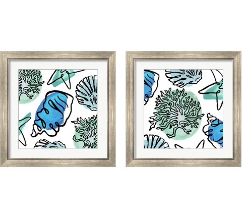 Coastal Contours Fusion 2 Piece Framed Art Print Set by Elizabeth Medley