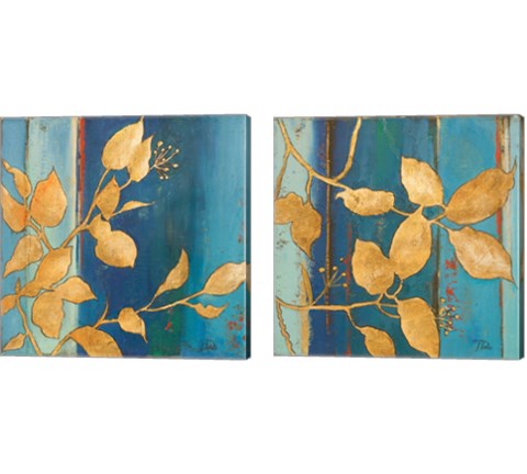 Golden Blue 2 Piece Canvas Print Set by Patricia Pinto