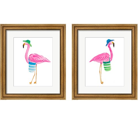 Beach Flamingo 2 Piece Framed Art Print Set by Julie DeRice