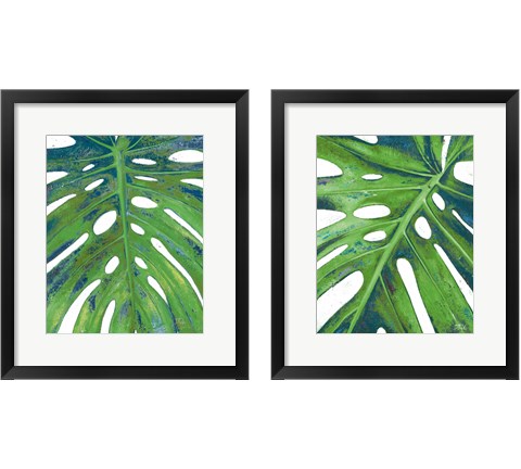 Tropical Leaf with Blue 2 Piece Framed Art Print Set by Patricia Pinto