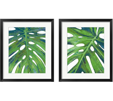 Tropical Leaf with Blue 2 Piece Framed Art Print Set by Patricia Pinto