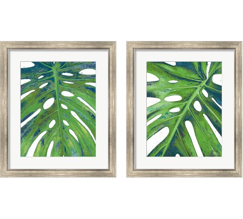 Tropical Leaf with Blue 2 Piece Framed Art Print Set by Patricia Pinto