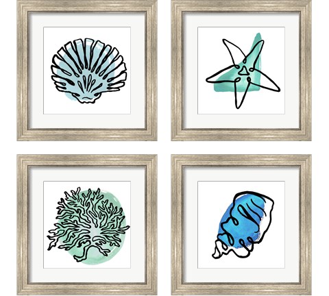 Coastal Contours 4 Piece Framed Art Print Set by Elizabeth Medley