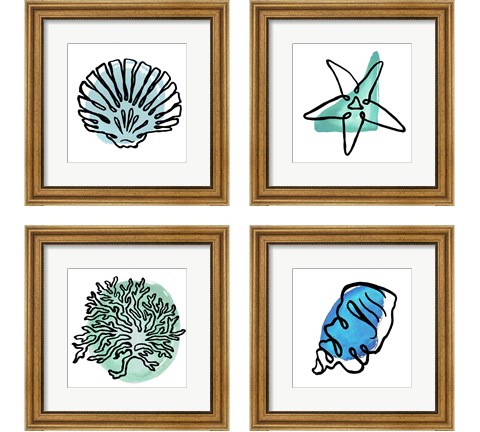 Coastal Contours 4 Piece Framed Art Print Set by Elizabeth Medley