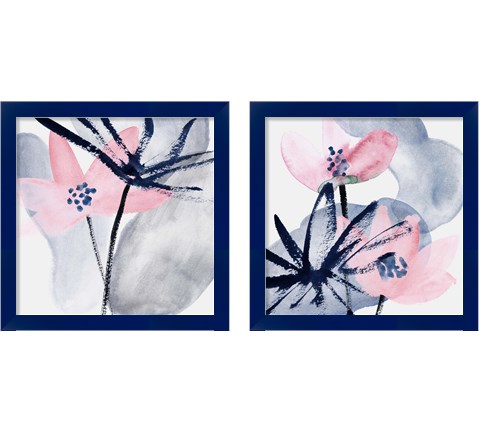 Pink Water Lilies 2 Piece Framed Art Print Set by Melissa Wang