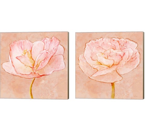 Sweet Peach Poppy 2 Piece Canvas Print Set by Ramona Murdock