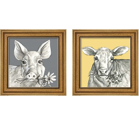 Whimsical Farm Animal 2 Piece Framed Art Print Set by Kelsey Wilson