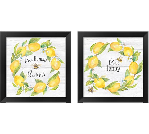 Bees & Lemon Wreath 2 Piece Framed Art Print Set by Cynthia Coulter