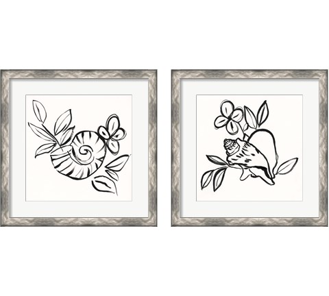 Shell Scrawl 2 Piece Framed Art Print Set by Jennifer Goldberger