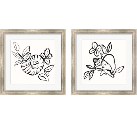 Shell Scrawl 2 Piece Framed Art Print Set by Jennifer Goldberger