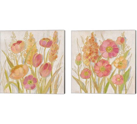 Opalescent Floral 2 Piece Canvas Print Set by Silvia Vassileva