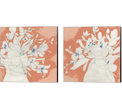 Terracotta Flowers 2 Piece Canvas Print Set by June Erica Vess