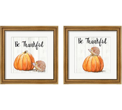 Be Thankful Harvest Hedgehog 2 Piece Framed Art Print Set by Patricia Pinto