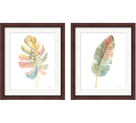 Boho Tropical Leaf  2 Piece Framed Art Print Set by Danhui Nai