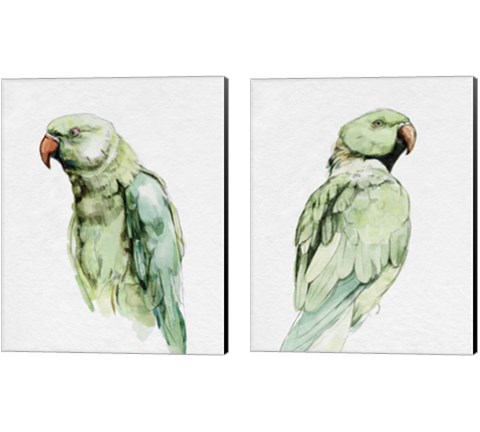 Bright Parrot Portrait 2 Piece Canvas Print Set by Emma Caroline