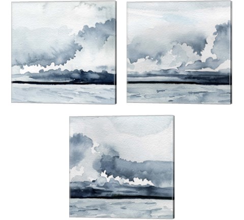 Passing Rain Storm 3 Piece Canvas Print Set by Emma Caroline