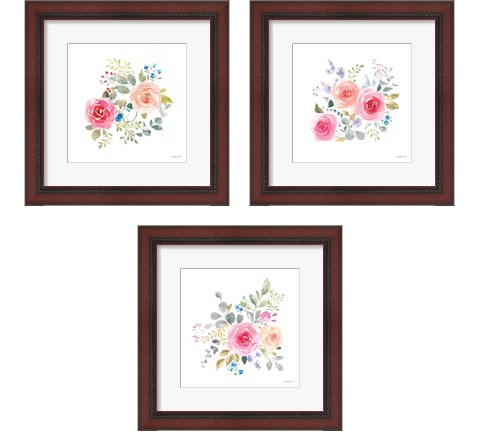 Lush Roses  3 Piece Framed Art Print Set by Danhui Nai