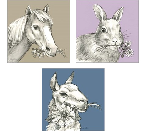 Whimsical Farm Animal 3 Piece Art Print Set by Kelsey Wilson