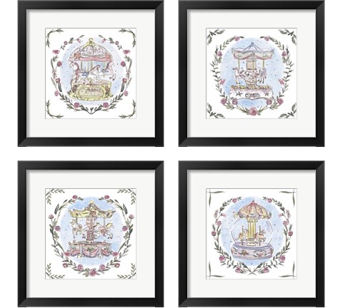 Winter Carousel  4 Piece Framed Art Print Set by Melissa Wang