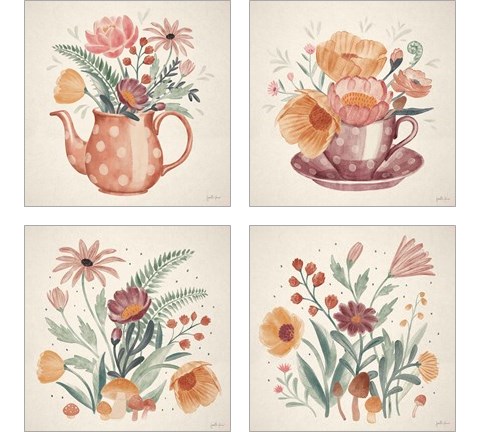 Cottage Botanical 4 Piece Art Print Set by Janelle Penner