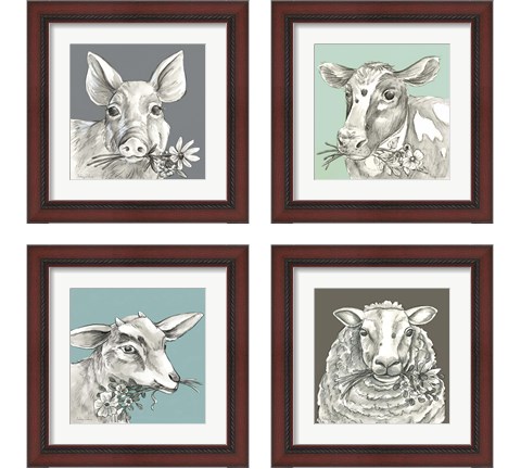 Whimsical Farm Animal 4 Piece Framed Art Print Set by Kelsey Wilson