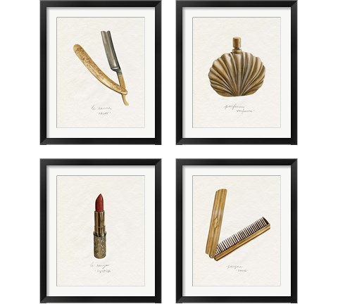 Gilded Toiletries 4 Piece Framed Art Print Set by Grace Popp