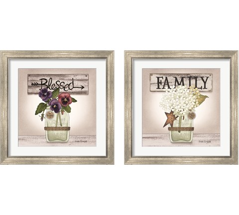 Floral Word 2 Piece Framed Art Print Set by Linda Spivey