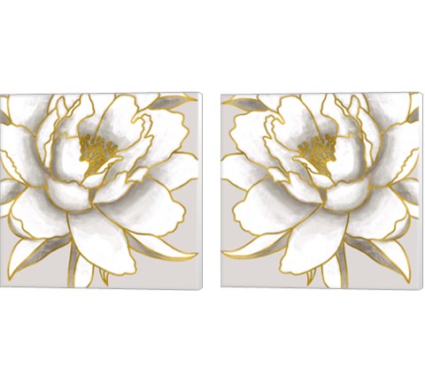 Gold Peony 2 Piece Canvas Print Set by Elizabeth Tyndall