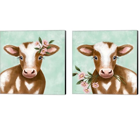 Farmhouse Cow 2 Piece Canvas Print Set by Elizabeth Tyndall