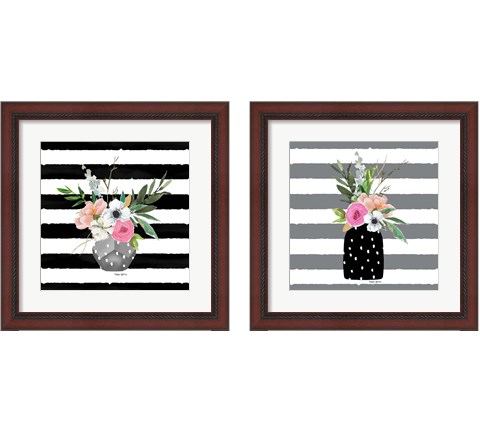 Floral Stripes 2 Piece Framed Art Print Set by Valerie Wieners