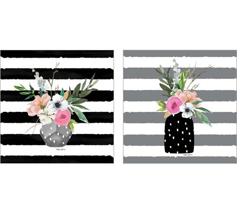 Floral Stripes 2 Piece Art Print Set by Valerie Wieners