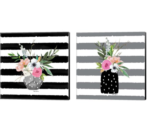 Floral Stripes 2 Piece Canvas Print Set by Valerie Wieners